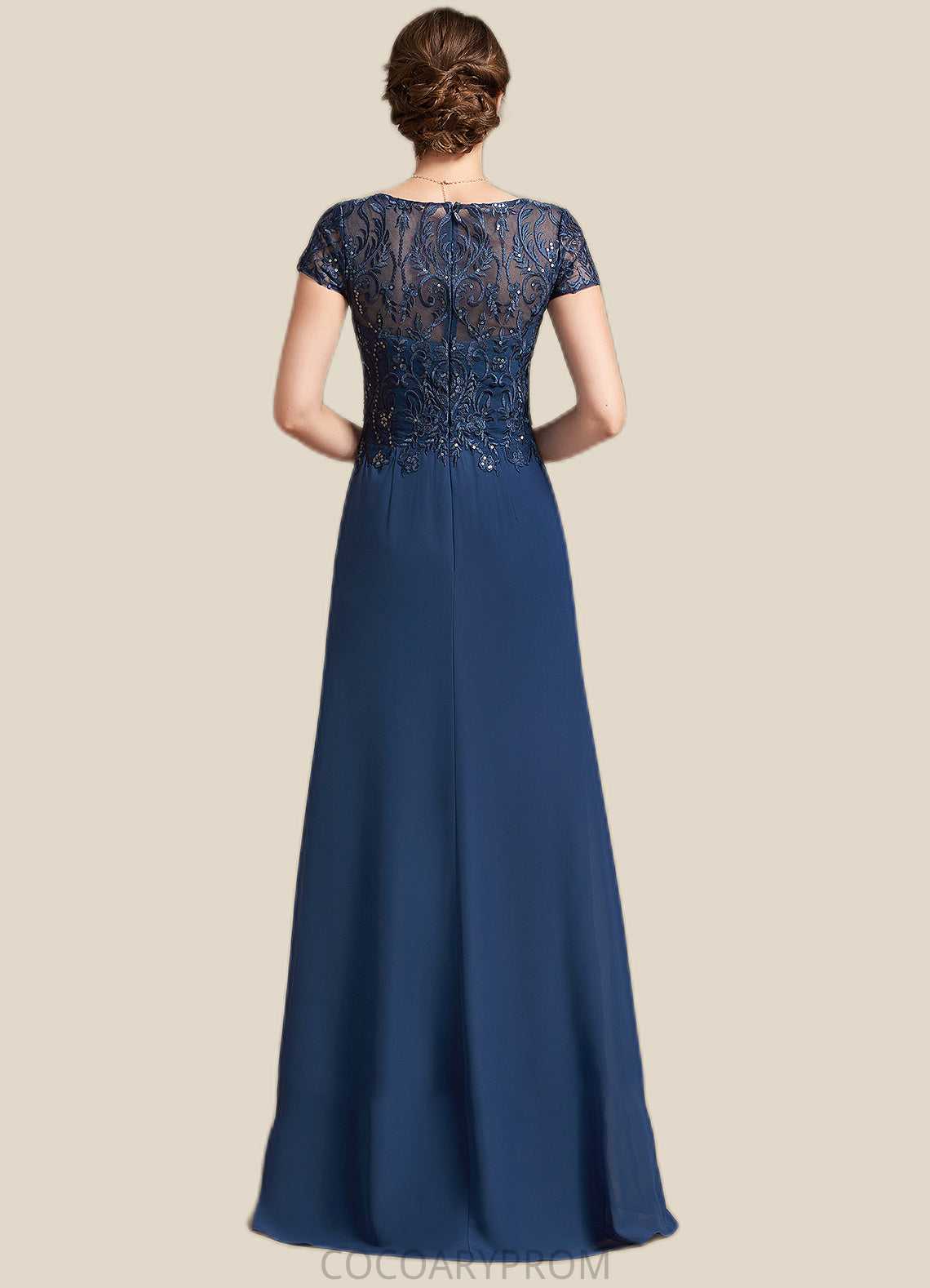 Victoria A-Line V-neck Floor-Length Chiffon Lace Mother of the Bride Dress With Sequins DA8126P0014938