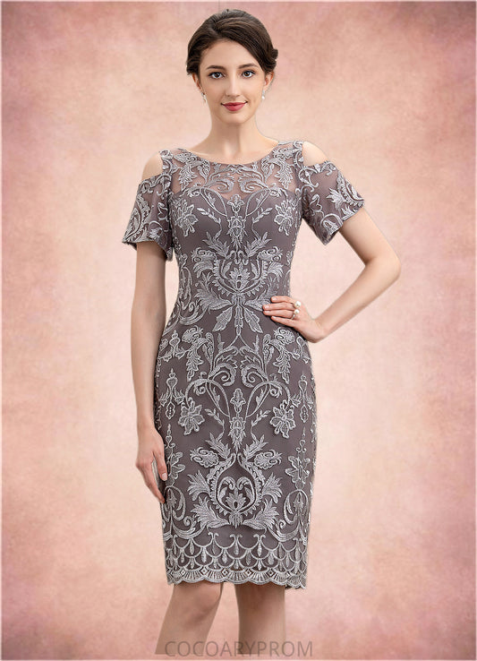 America Sheath/Column Scoop Neck Knee-Length Lace Mother of the Bride Dress DA8126P0014944