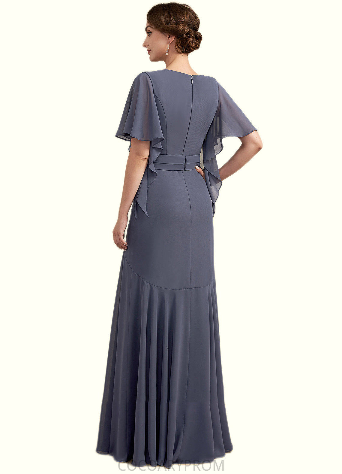 Edith Trumpet/Mermaid V-neck Floor-Length Chiffon Mother of the Bride Dress DA8126P0014951