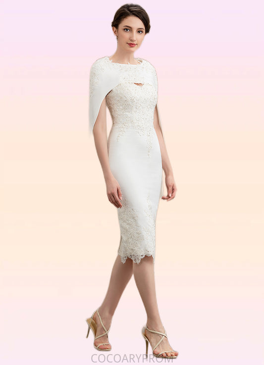 Nan Sheath/Column Sweetheart Knee-Length Lace Stretch Crepe Mother of the Bride Dress With Beading DA8126P0014973