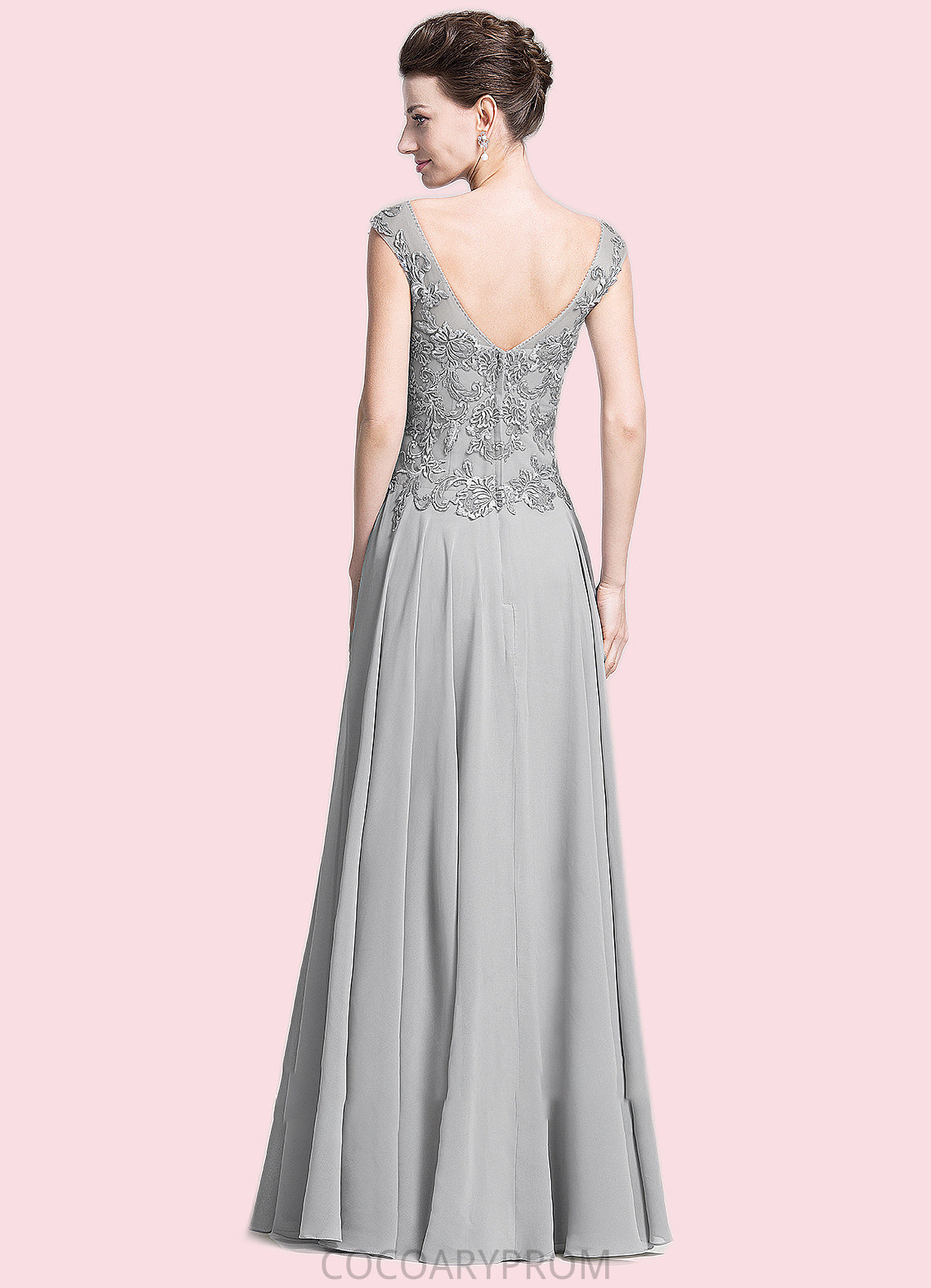 Cecelia A-Line V-neck Floor-Length Chiffon Mother of the Bride Dress With Appliques Lace DA8126P0014974