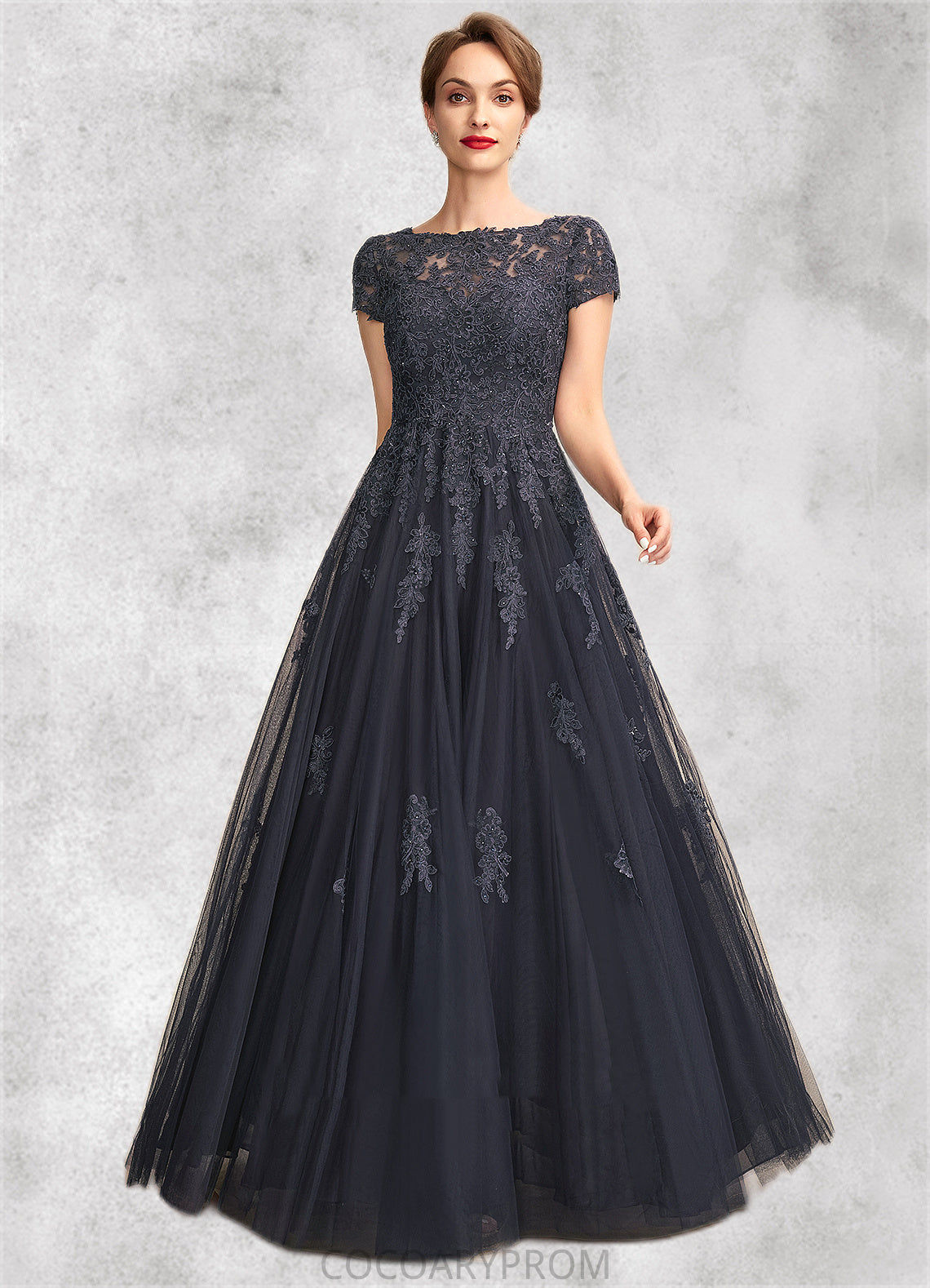 Sarah A-Line Scoop Neck Floor-Length Tulle Lace Mother of the Bride Dress With Beading DA8126P0015029