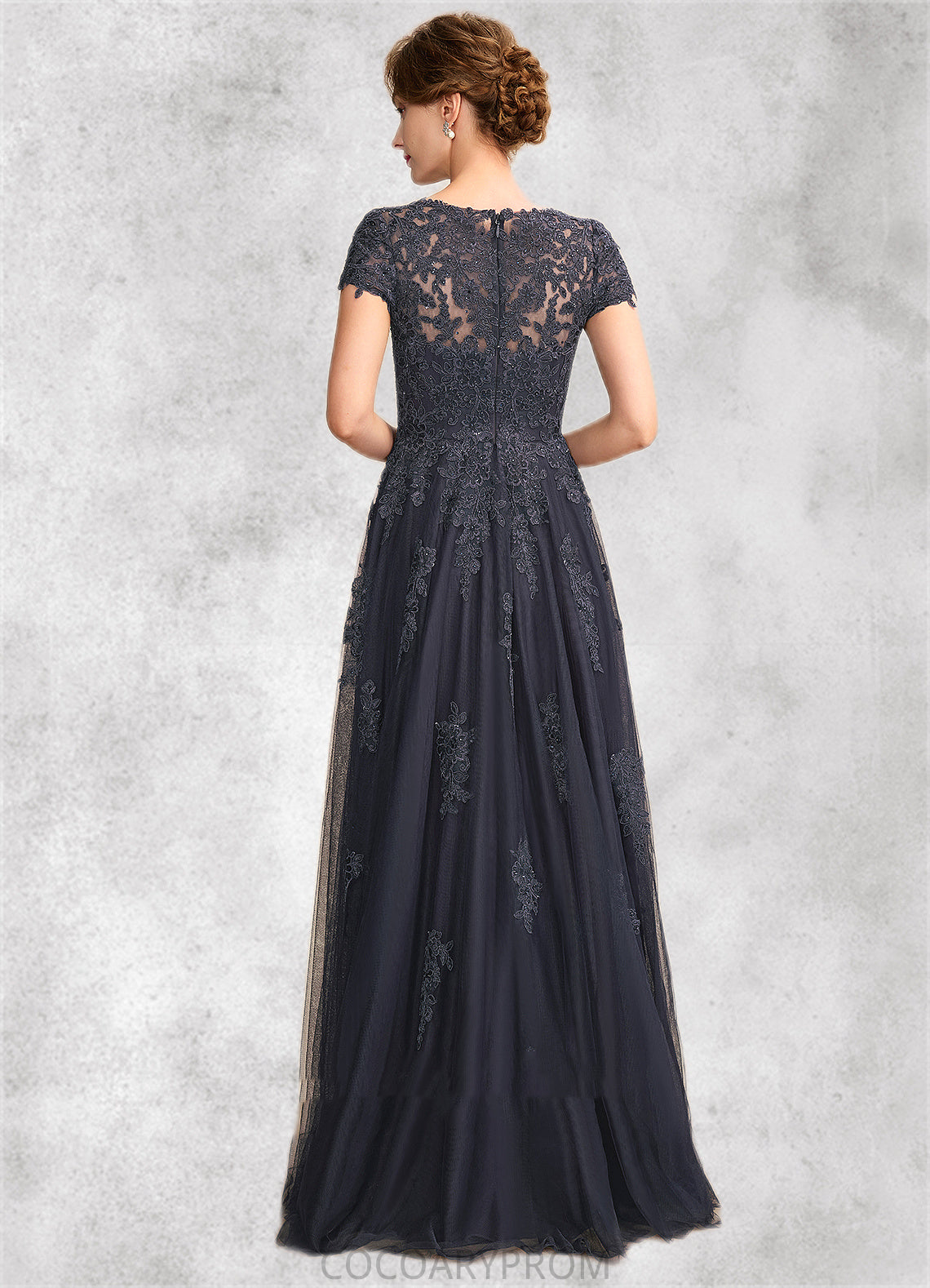 Sarah A-Line Scoop Neck Floor-Length Tulle Lace Mother of the Bride Dress With Beading DA8126P0015029