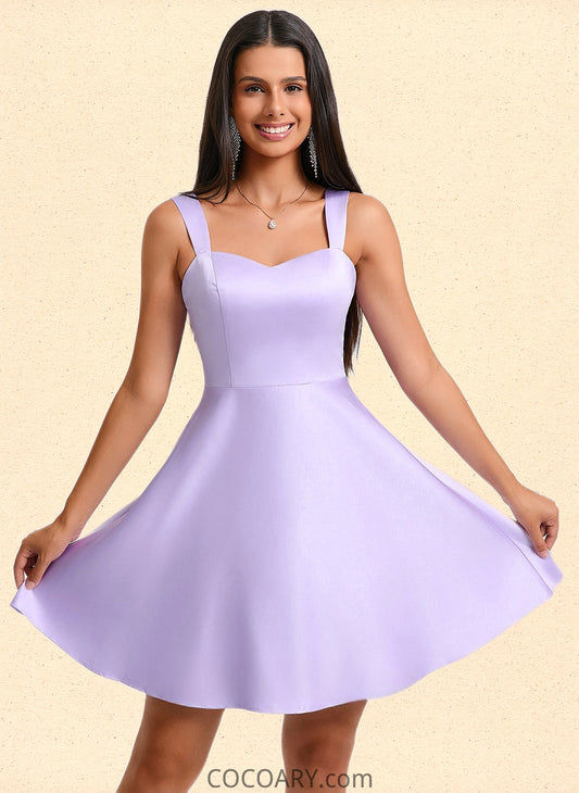 Riya A-line Sweetheart Short Satin Homecoming Dress With Bow DA8P0025682