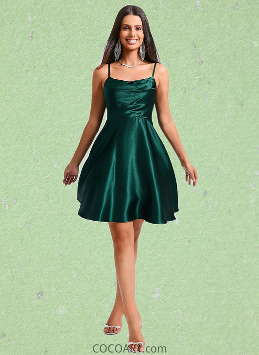 Marissa A-line Cowl Short Stretch Satin Homecoming Dress DA8P0025664