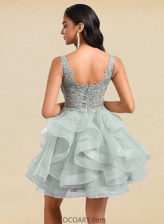 Brynn Ball-Gown/Princess V-Neck Short Tulle Lace Homecoming Dress DA8P0025671