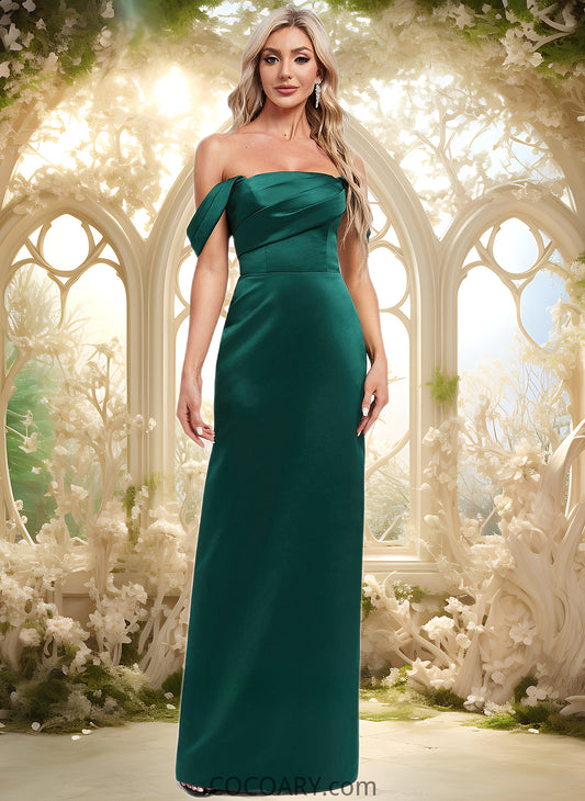 Haylee Sheath/Column Off the Shoulder Floor-Length Satin Bridesmaid Dress DA8P0025815