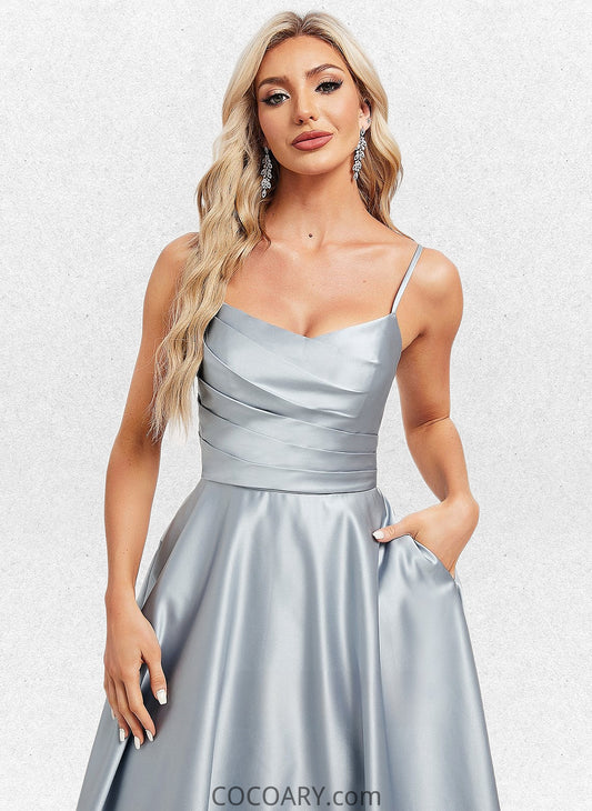 Shea A-line V-Neck Tea-Length Satin Homecoming Dress DA8P0025694