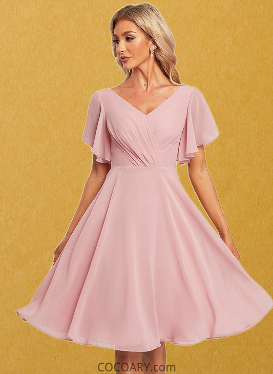 LuLu A-line V-Neck Knee-Length Chiffon Homecoming Dress DA8P0025702