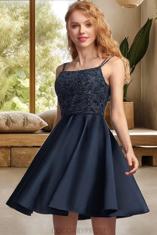 Reagan A-line Square Short/Mini Satin Homecoming Dress DA8P0020553