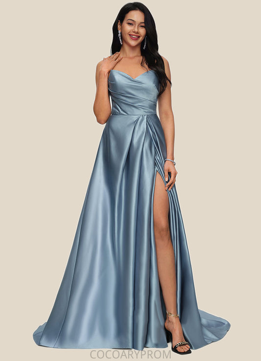 Harriet Ball-Gown/Princess V-Neck Sweep Train Satin Prom Dresses DA8P0022191