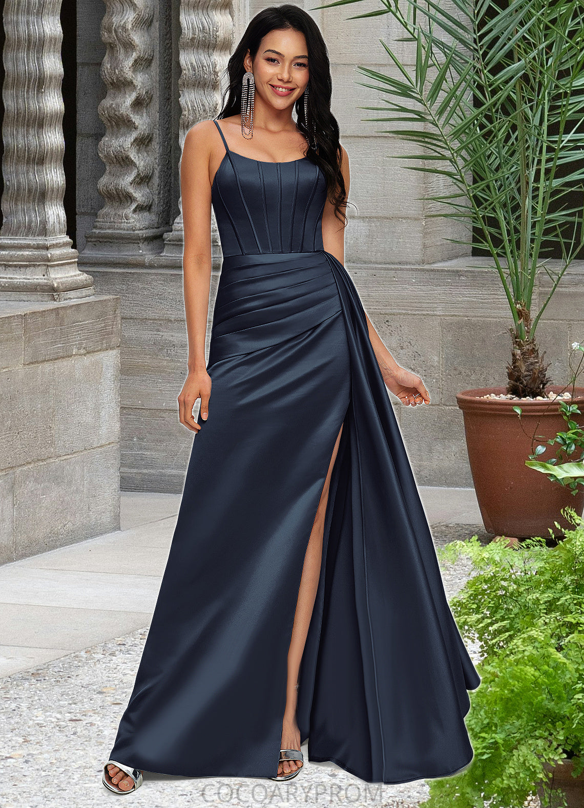 Rosemary Sheath/Column Scoop Floor-Length Satin Prom Dresses DA8P0022196