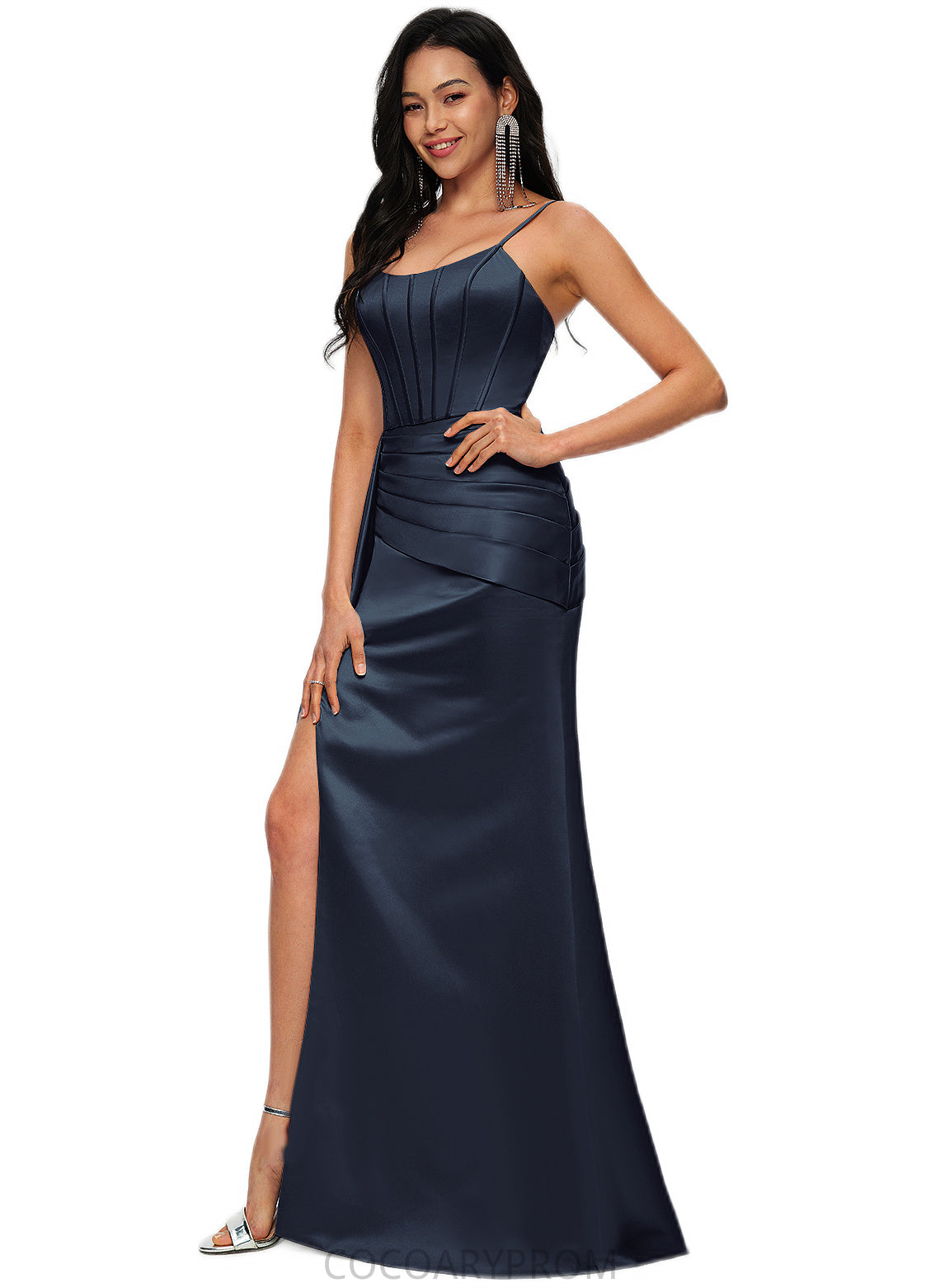 Khloe Sheath/Column Scoop Floor-Length Satin Prom Dresses DA8P0022196