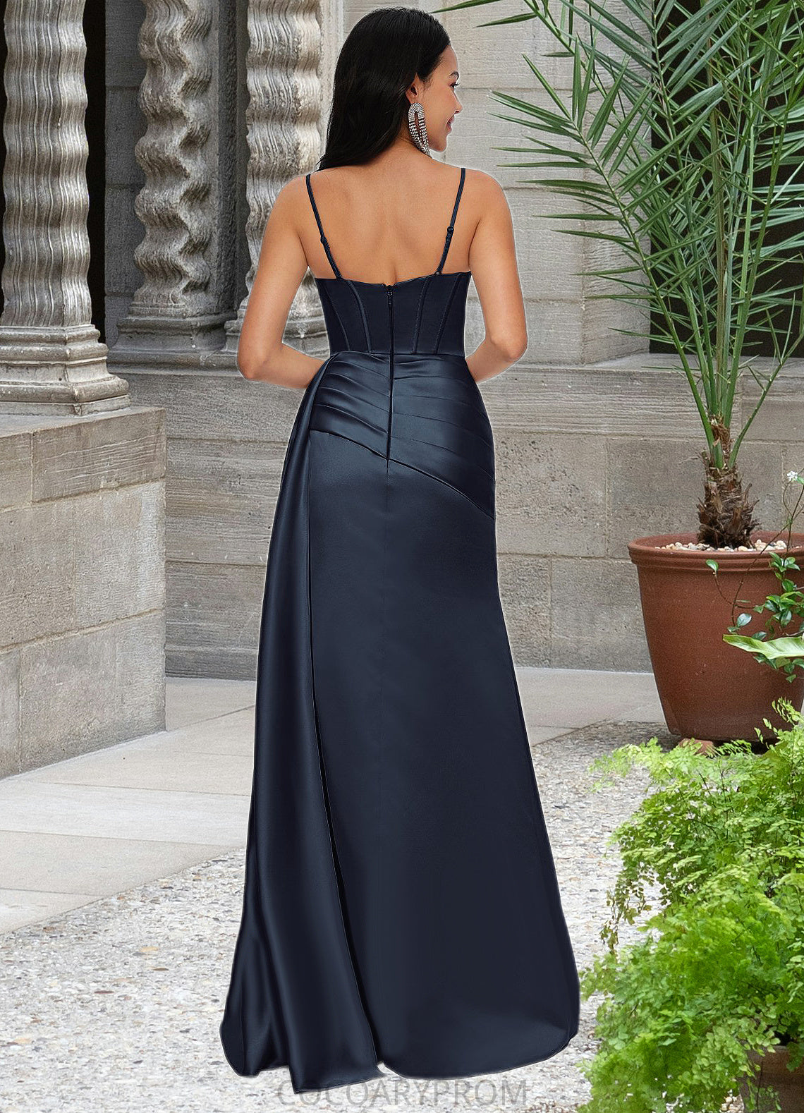 Rosemary Sheath/Column Scoop Floor-Length Satin Prom Dresses DA8P0022196