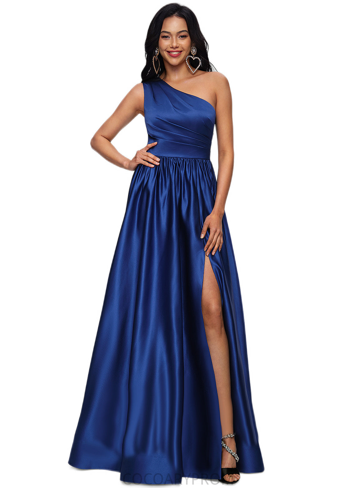 Pearl Ball-Gown/Princess One Shoulder Floor-Length Satin Prom Dresses DA8P0022201