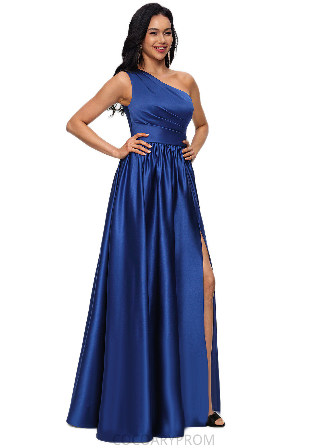 Pearl Ball-Gown/Princess One Shoulder Floor-Length Satin Prom Dresses DA8P0022201