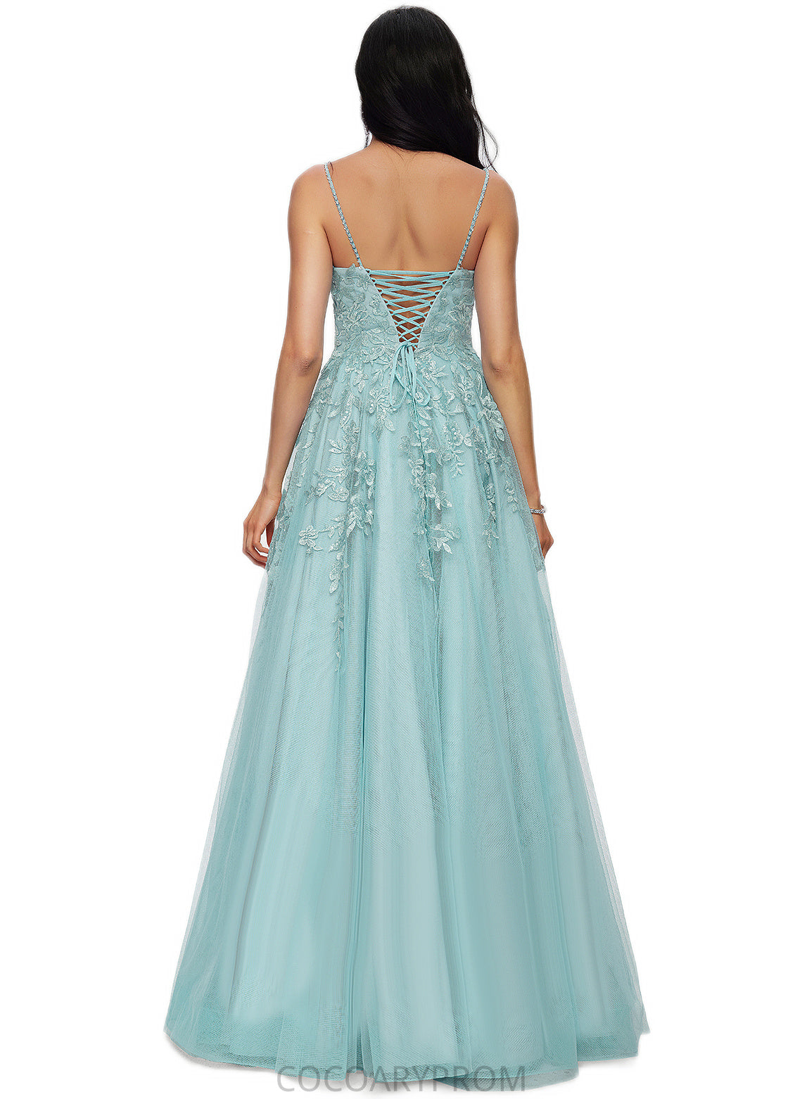 Simone Ball-Gown/Princess Straight Floor-Length Tulle Prom Dresses With Appliques Lace Sequins DA8P0022206