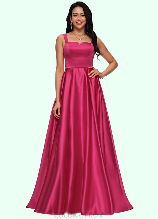 Brooke Ball-Gown/Princess V-Neck Sweep Train Satin Prom Dresses DA8P0022215