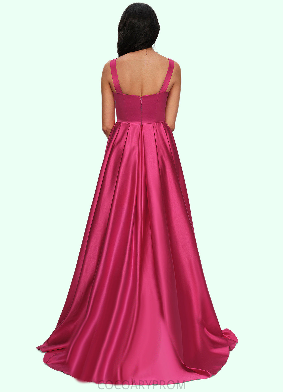 Brooke Ball-Gown/Princess V-Neck Sweep Train Satin Prom Dresses DA8P0022215