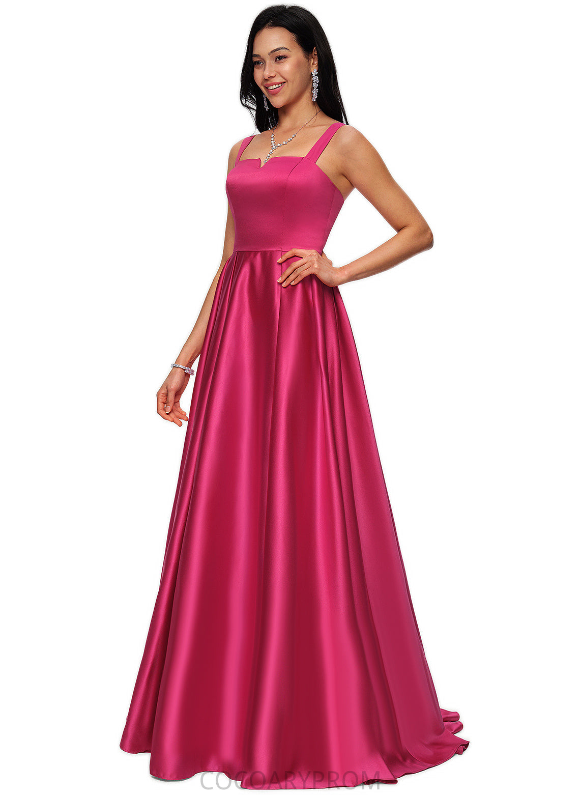 Anastasia Ball-Gown/Princess V-Neck Sweep Train Satin Prom Dresses DA8P0022215