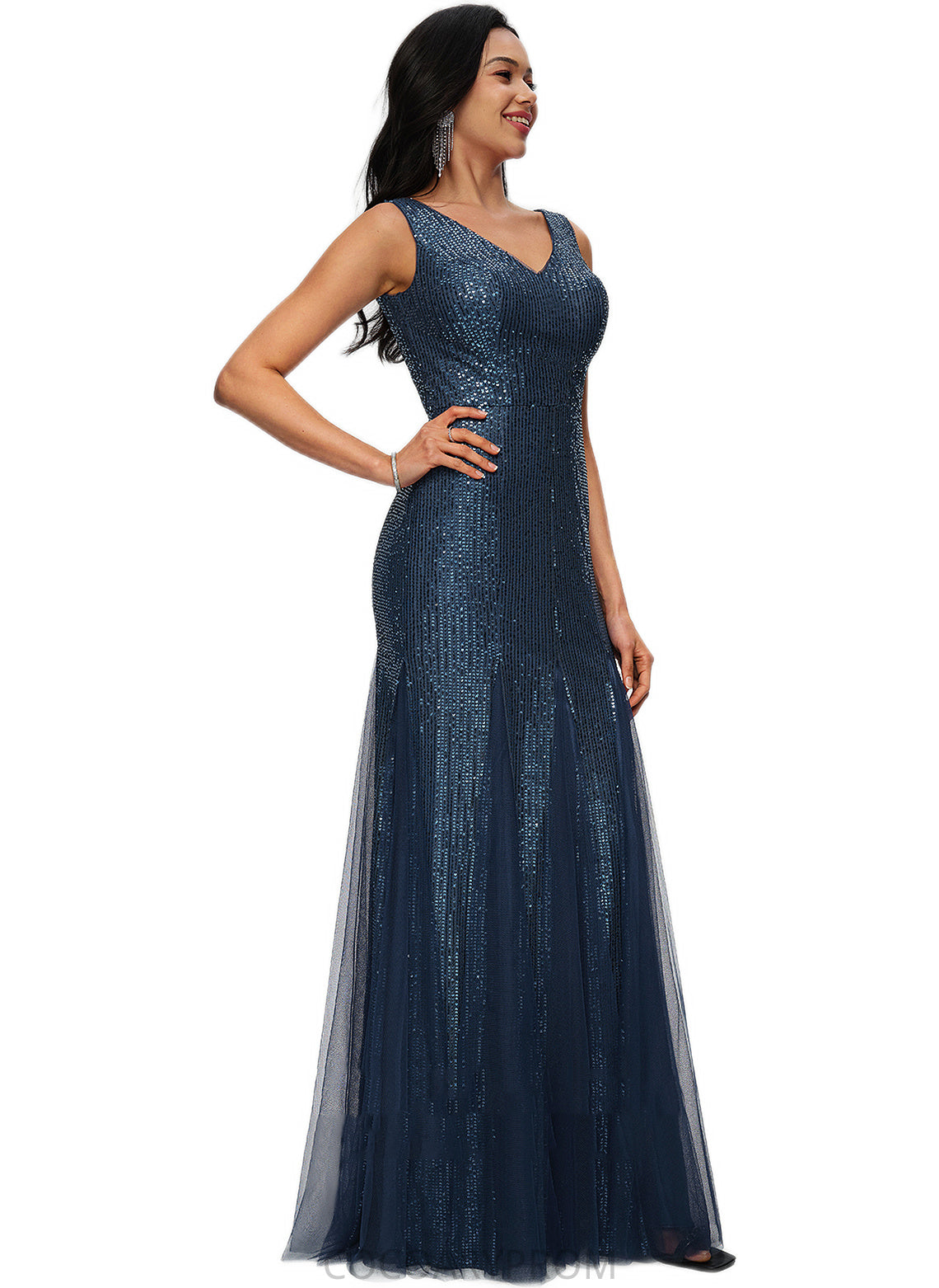 Winifred Sheath/Column V-Neck Floor-Length Sequin Prom Dresses DA8P0022218