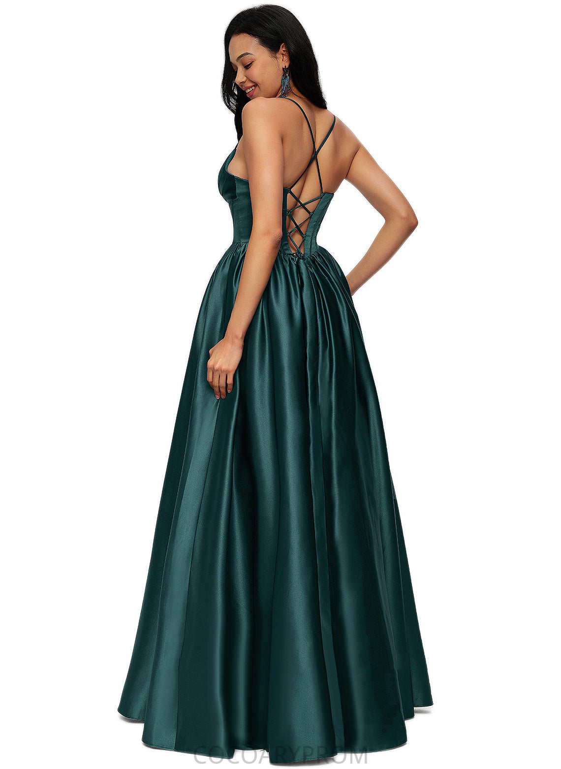 Camila Ball-Gown/Princess V-Neck Floor-Length Satin Prom Dresses With Pleated DA8P0022230