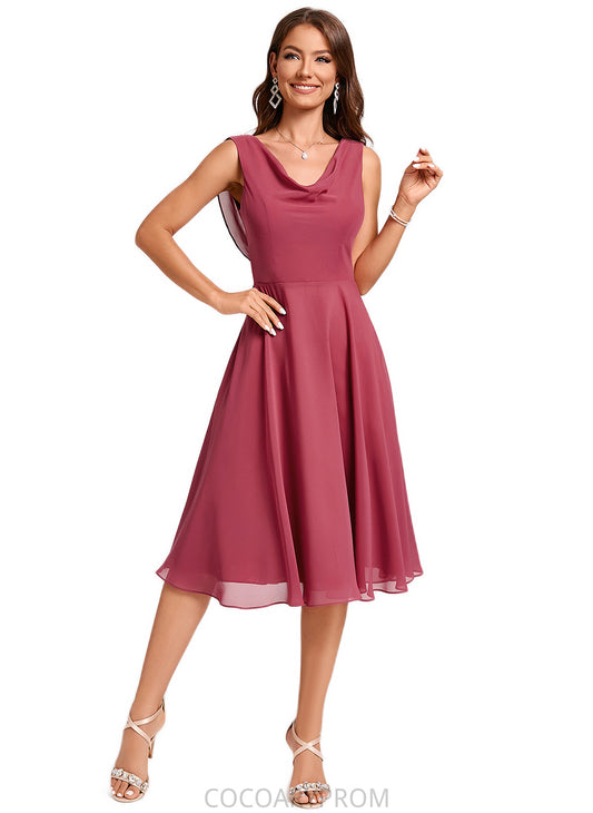 Madilynn A-line Cowl Knee-Length Chiffon Cocktail Dress With Ruffle DA8P0022232