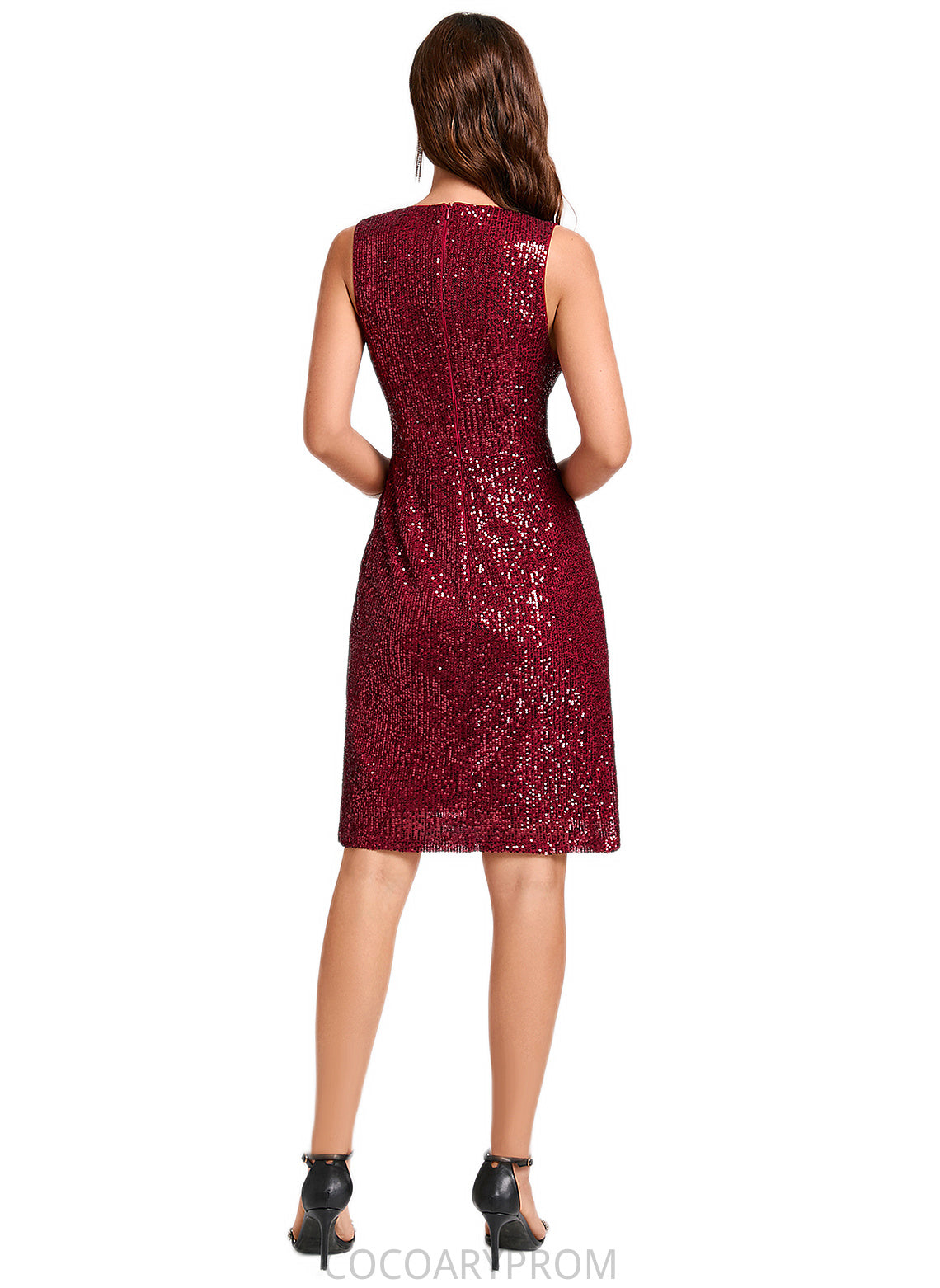 Abbie A-line V-Neck Knee-Length Sequin Cocktail Dress With Sequins DA8P0022300