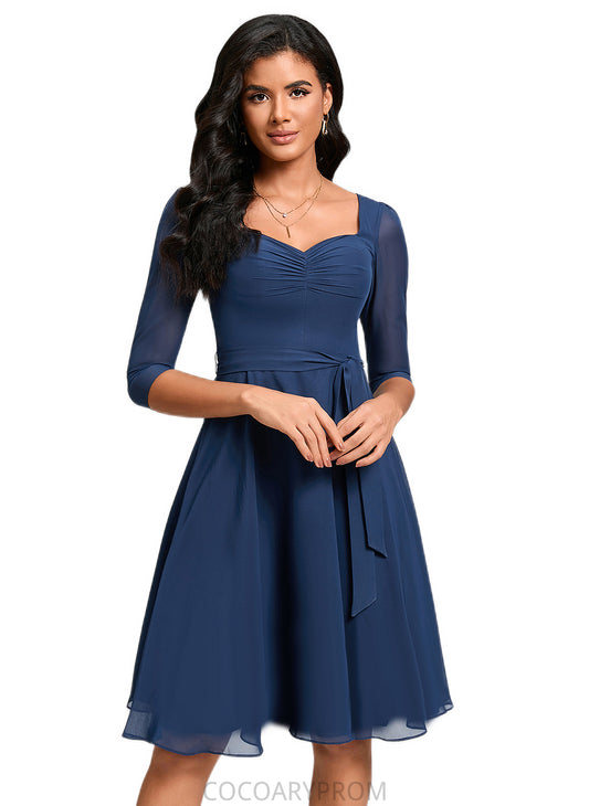 Janae A-line V-Neck Knee-Length Chiffon Cocktail Dress With Ruffle DA8P0022333