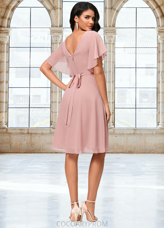 Moira A-line V-Neck Knee-Length Chiffon Cocktail Dress With Ruffle DA8P0022335