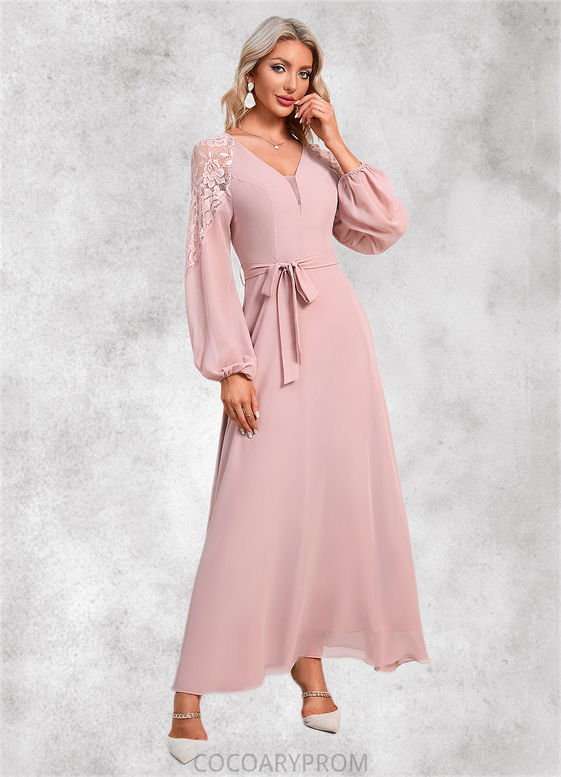 Polly V-Neck Elegant A-line Chiffon Dresses DA8P0022360