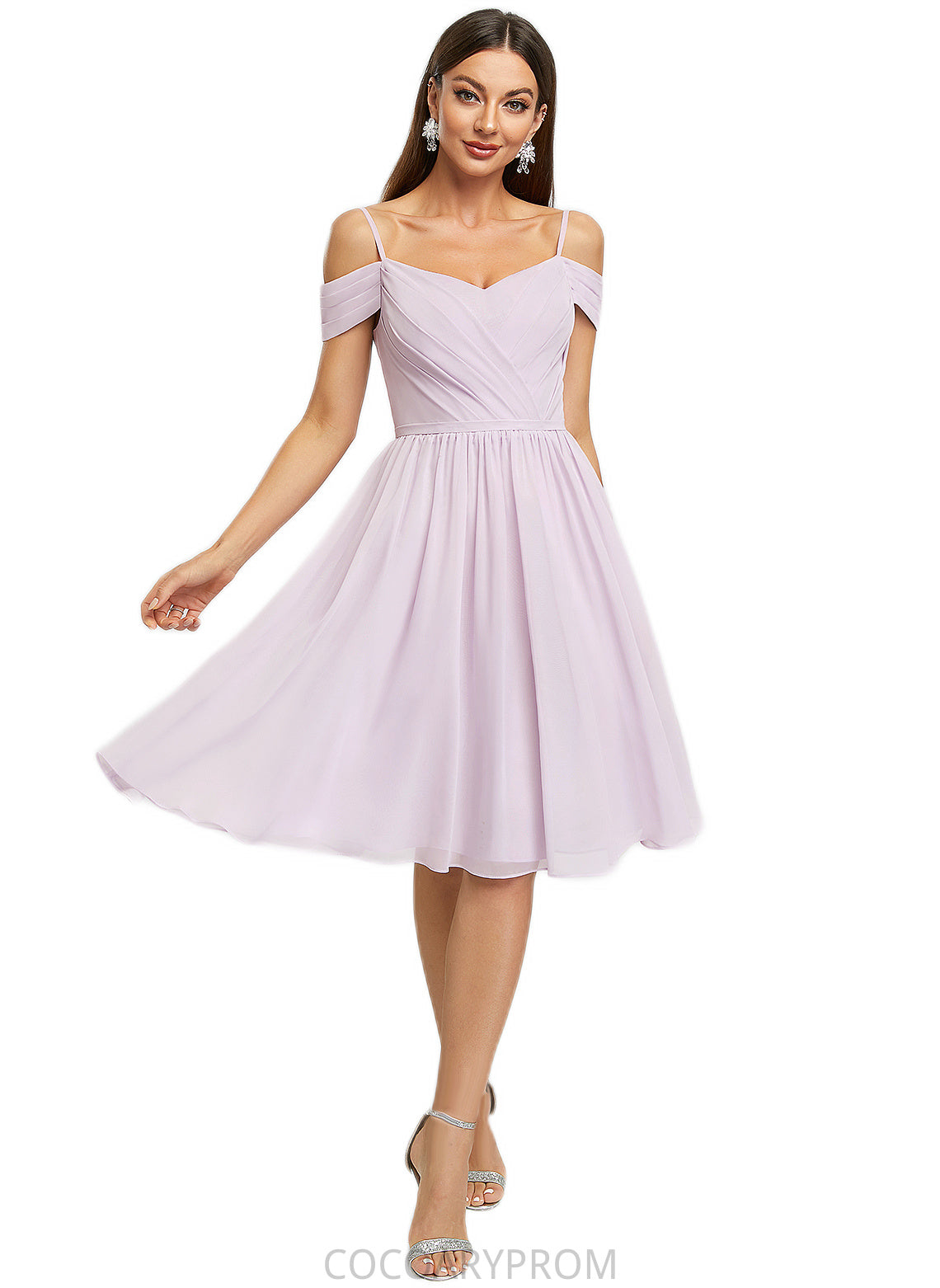 Jayda A-line V-Neck Knee-Length Chiffon Cocktail Dress With Pleated DA8P0022367