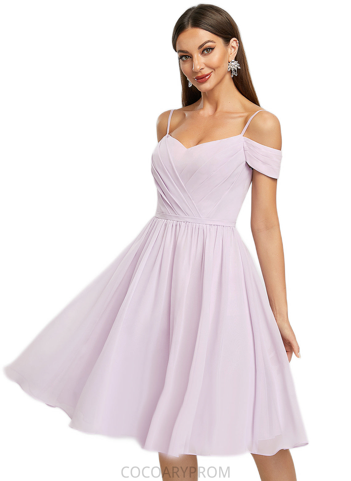 Jayda A-line V-Neck Knee-Length Chiffon Cocktail Dress With Pleated DA8P0022367