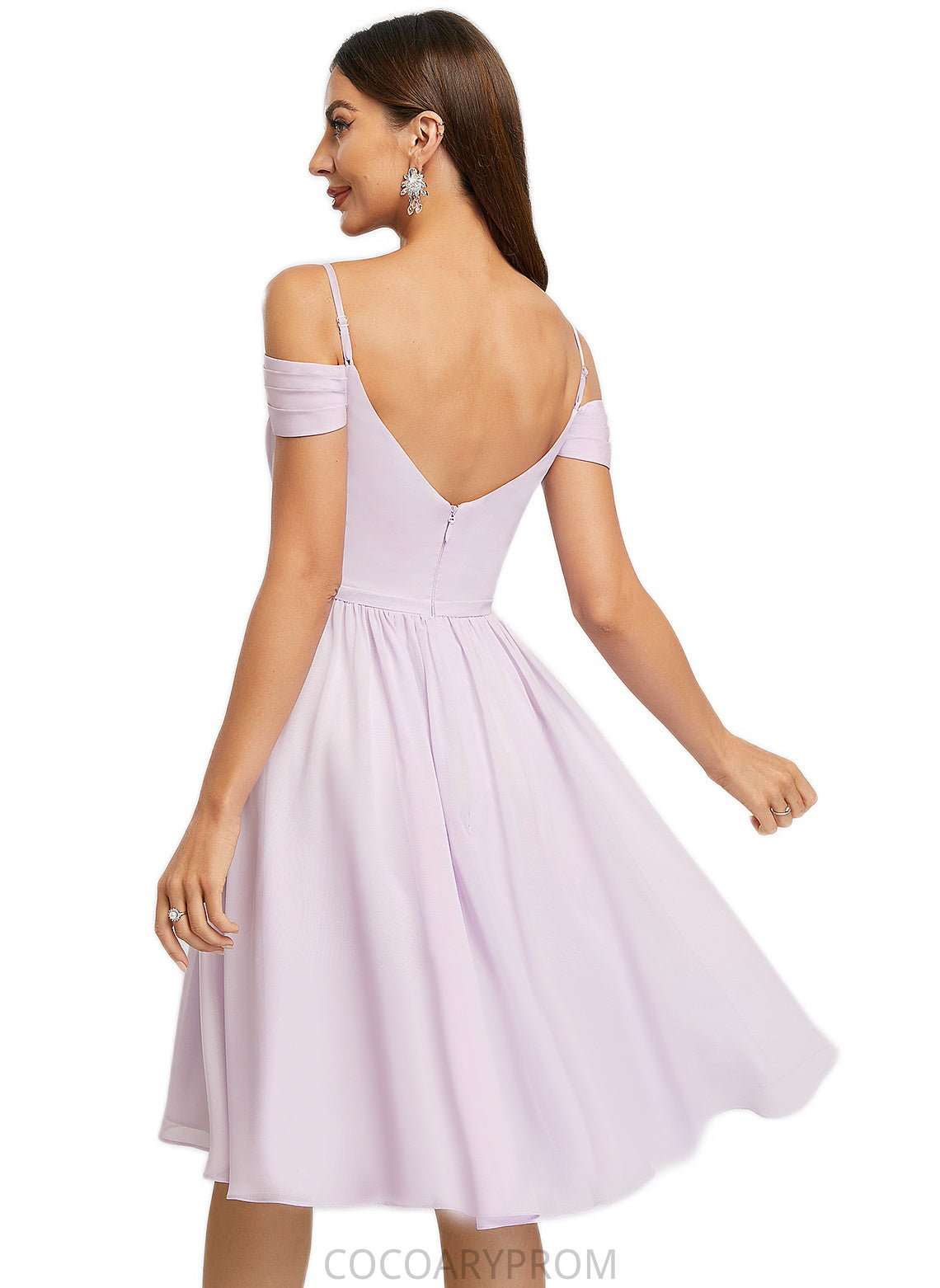 Jayda A-line V-Neck Knee-Length Chiffon Cocktail Dress With Pleated DA8P0022367