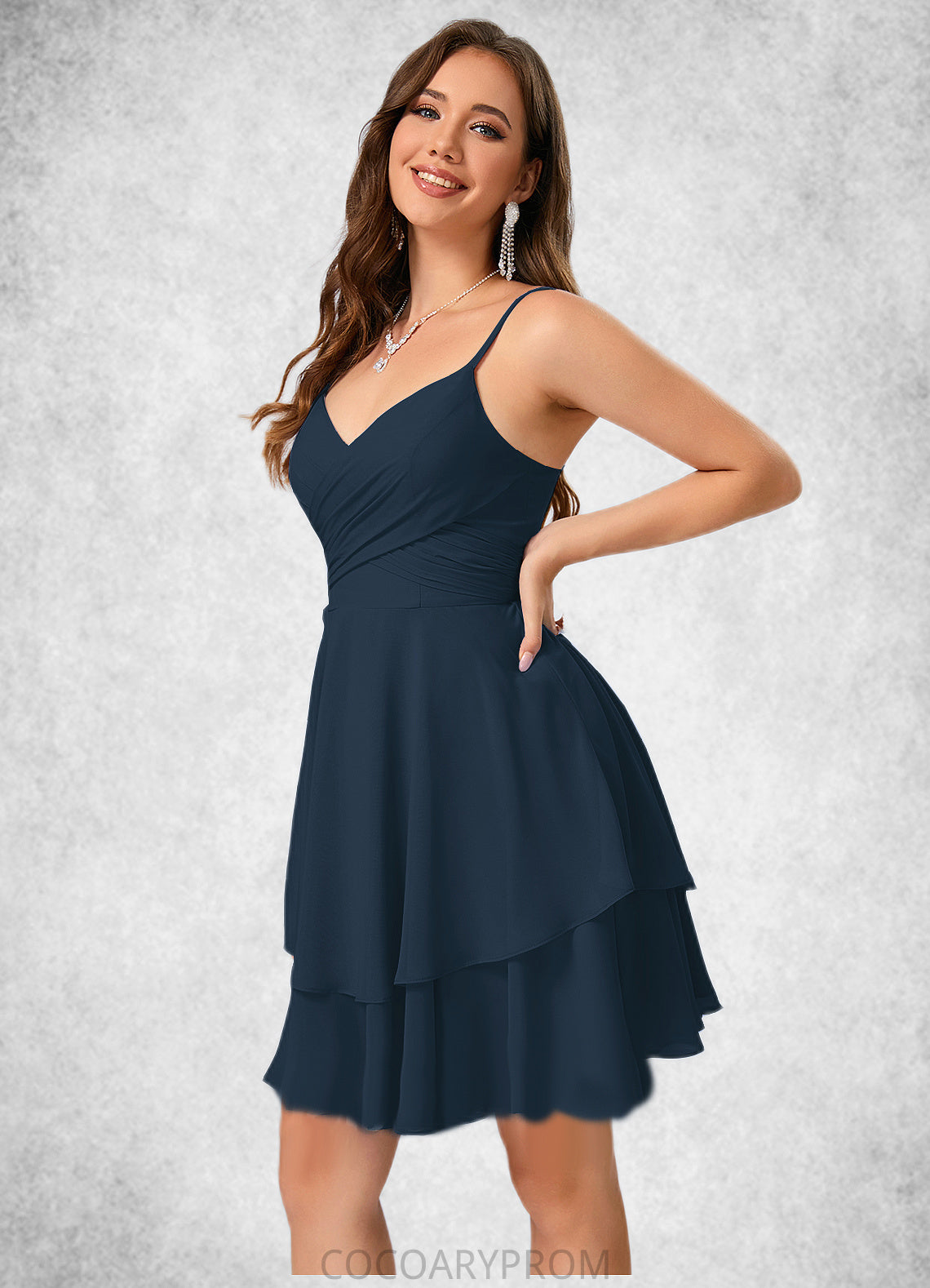 Janelle V-Neck A-line Chiffon Dresses DA8P0022370