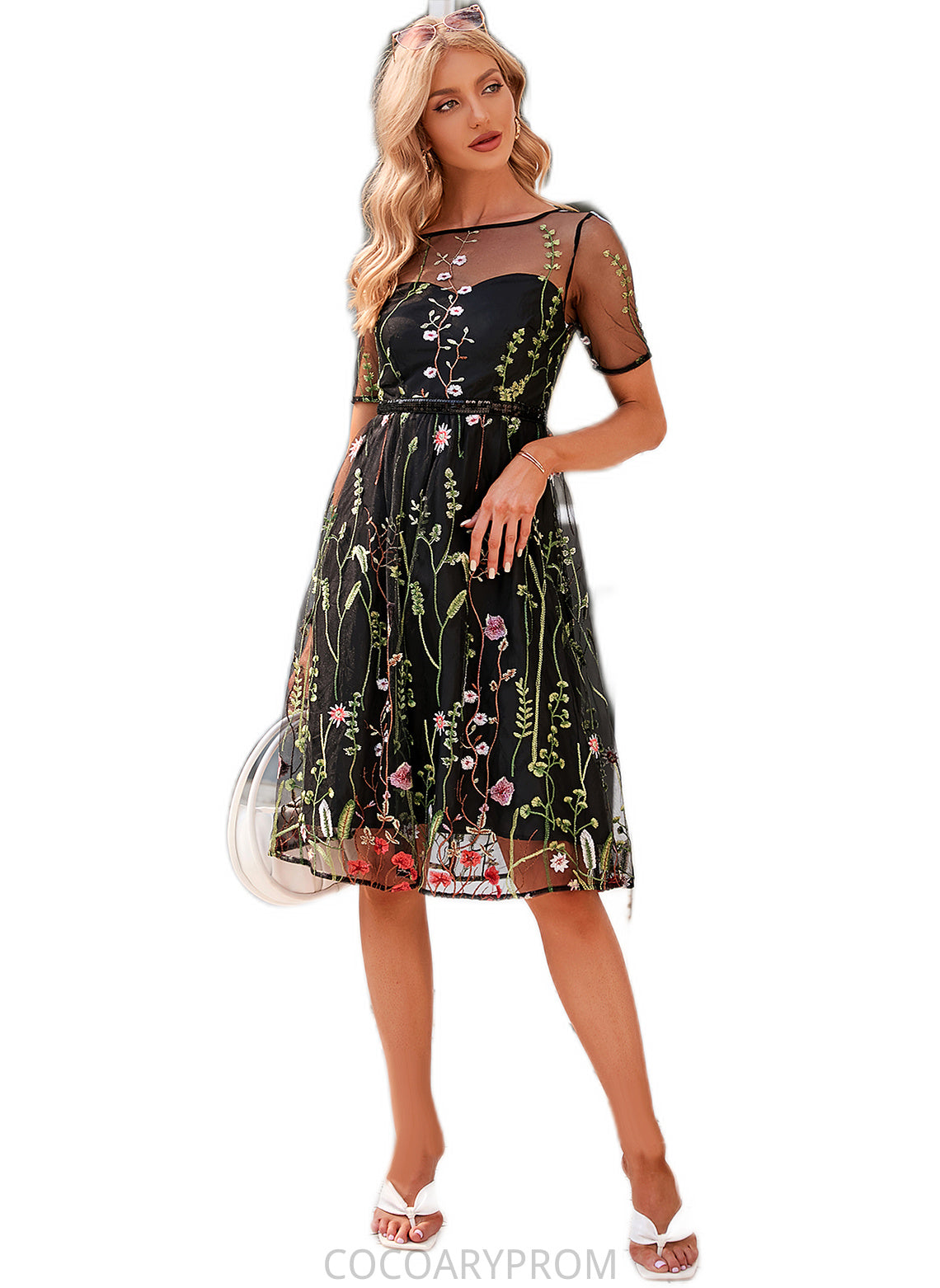 Marlie Embroidered Scoop Illusion Elegant A-line Tulle Midi Mini Dresses DA8P0022371