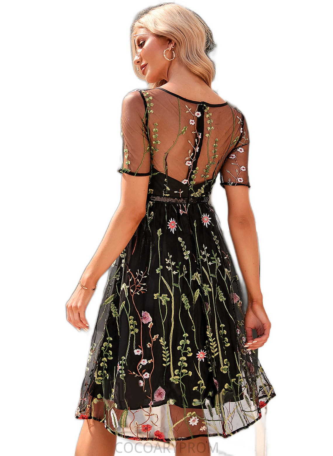 Marlie Embroidered Scoop Illusion Elegant A-line Tulle Midi Mini Dresses DA8P0022371