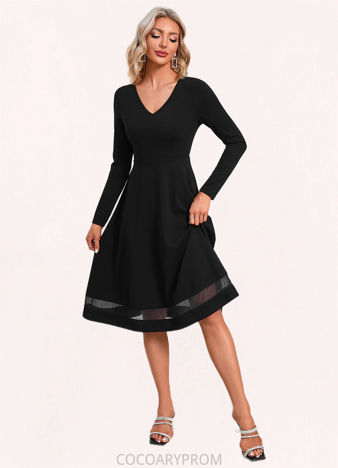 Charlotte V-Neck Elegant A-line Polyester Midi Dresses DA8P0022403