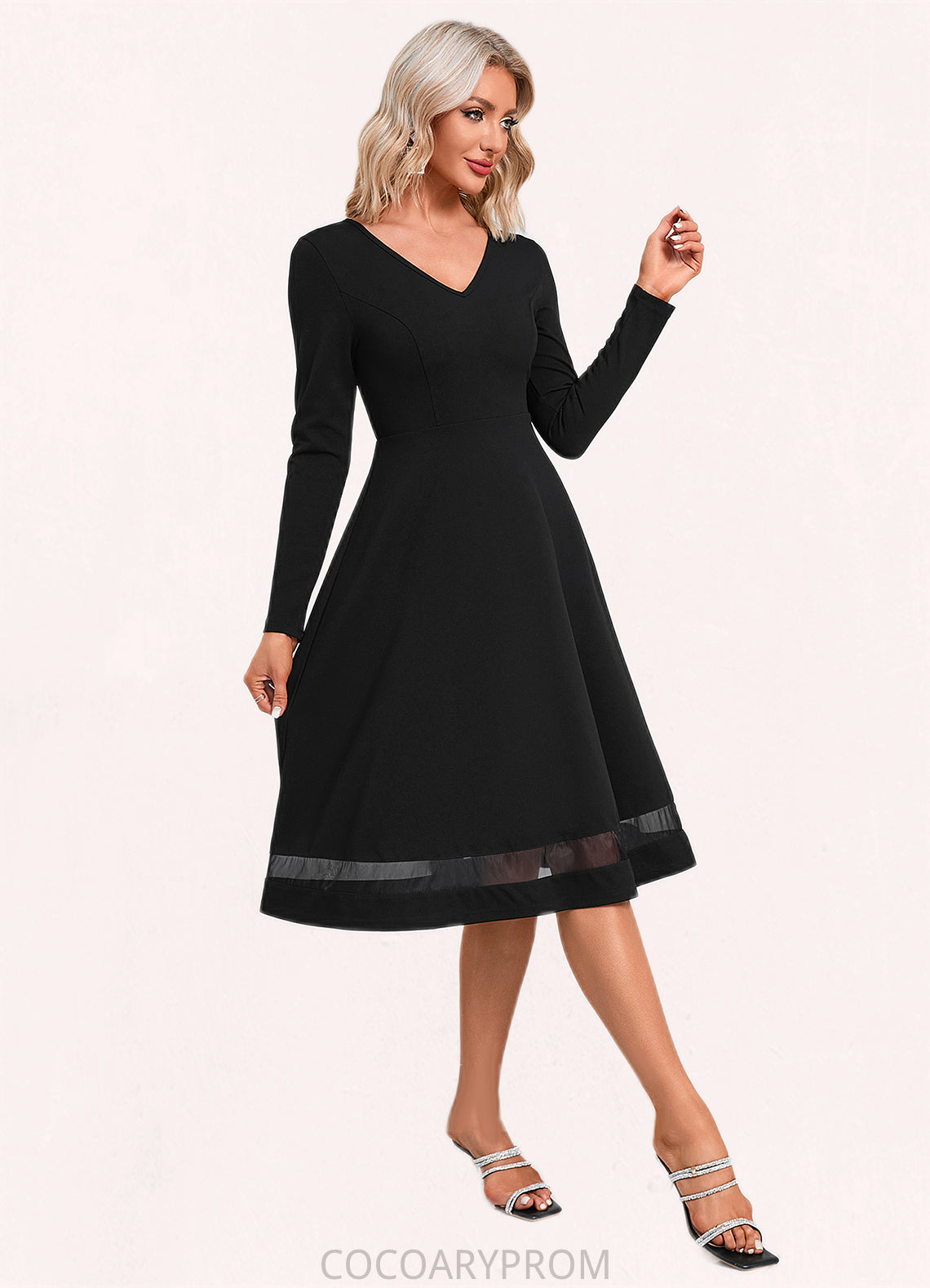 Charlotte V-Neck Elegant A-line Polyester Midi Dresses DA8P0022403