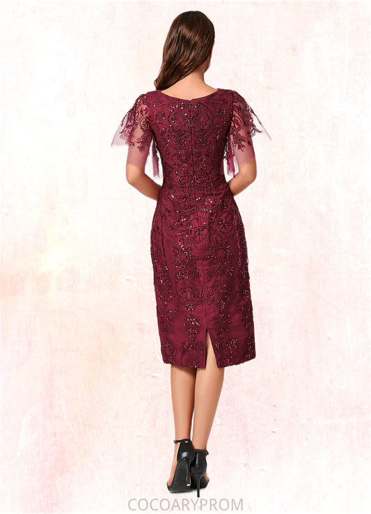 Janae A-line Off the Shoulder Knee-Length Lace Sequin Cocktail Dress With Sequins DA8P0022420