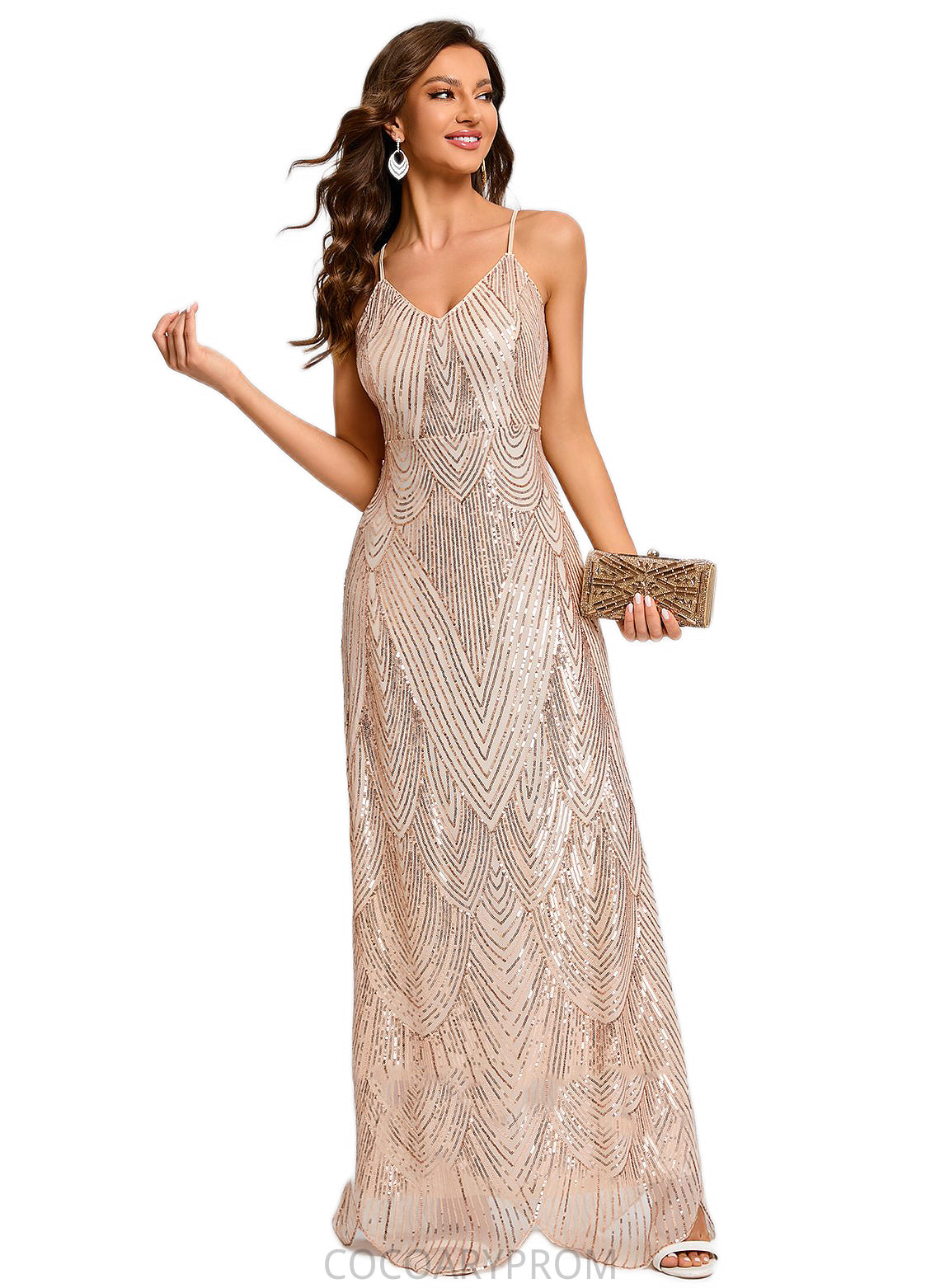 Camila V-Neck Sheath/Column Sequin Dresses DA8P0022440