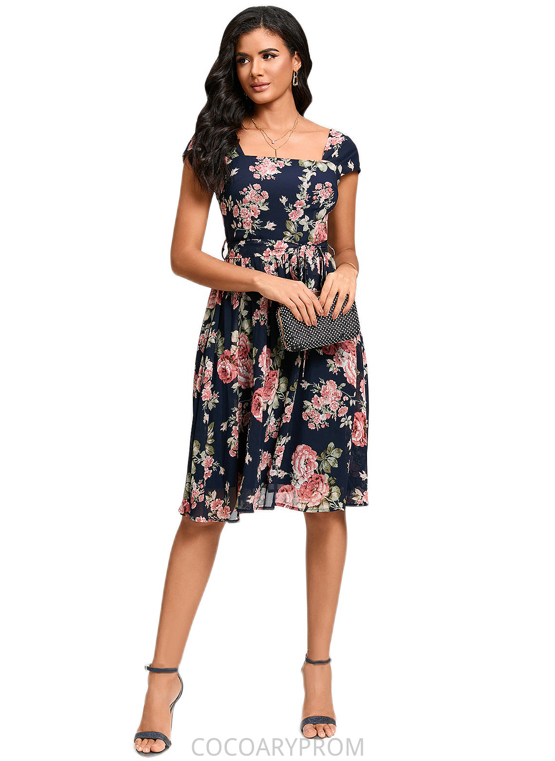 Ashley A-line Square Knee-Length Chiffon Cocktail Dress DA8P0022458