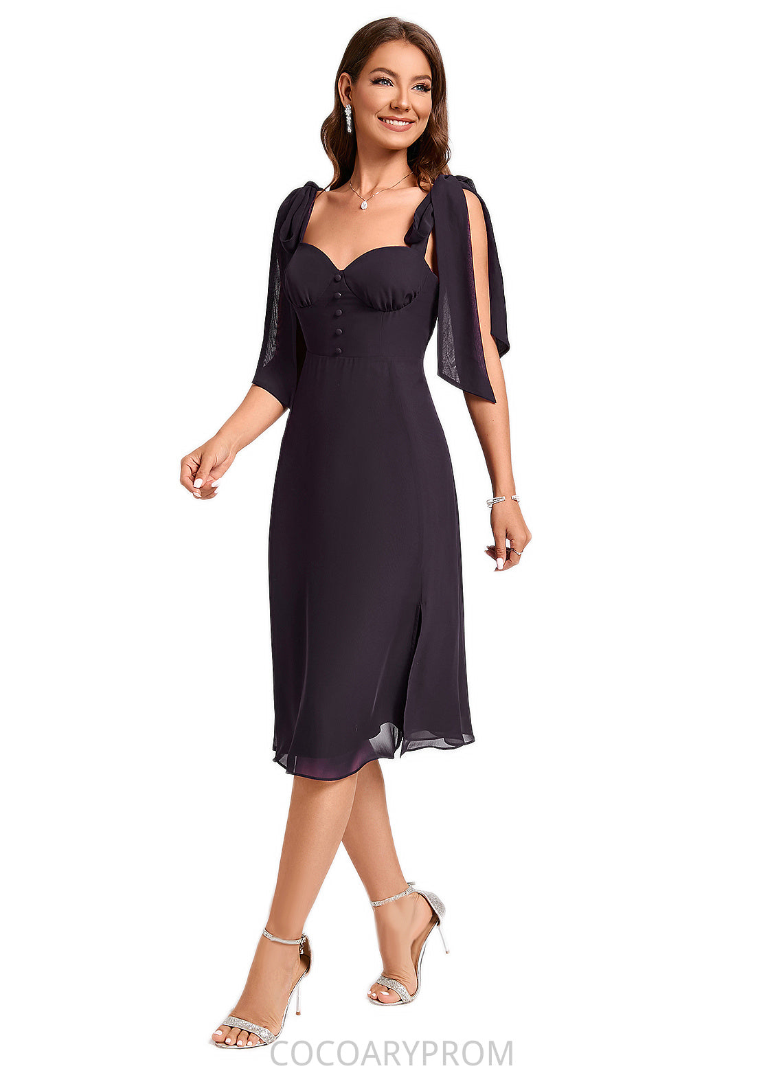 Emily A-line Sweetheart Knee-Length Chiffon Cocktail Dress DA8P0022500