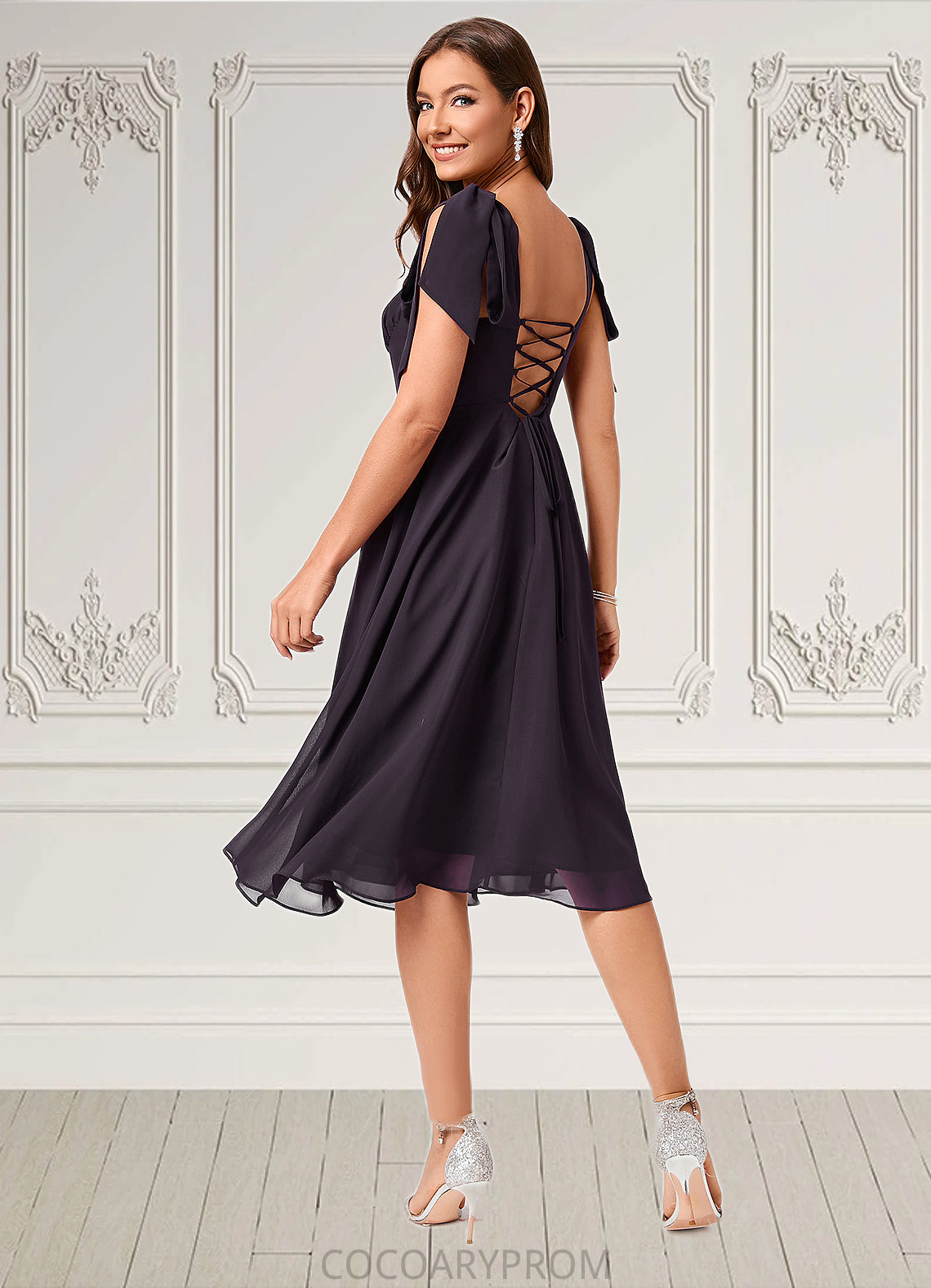 Paola A-line Sweetheart Knee-Length Chiffon Cocktail Dress DA8P0022500