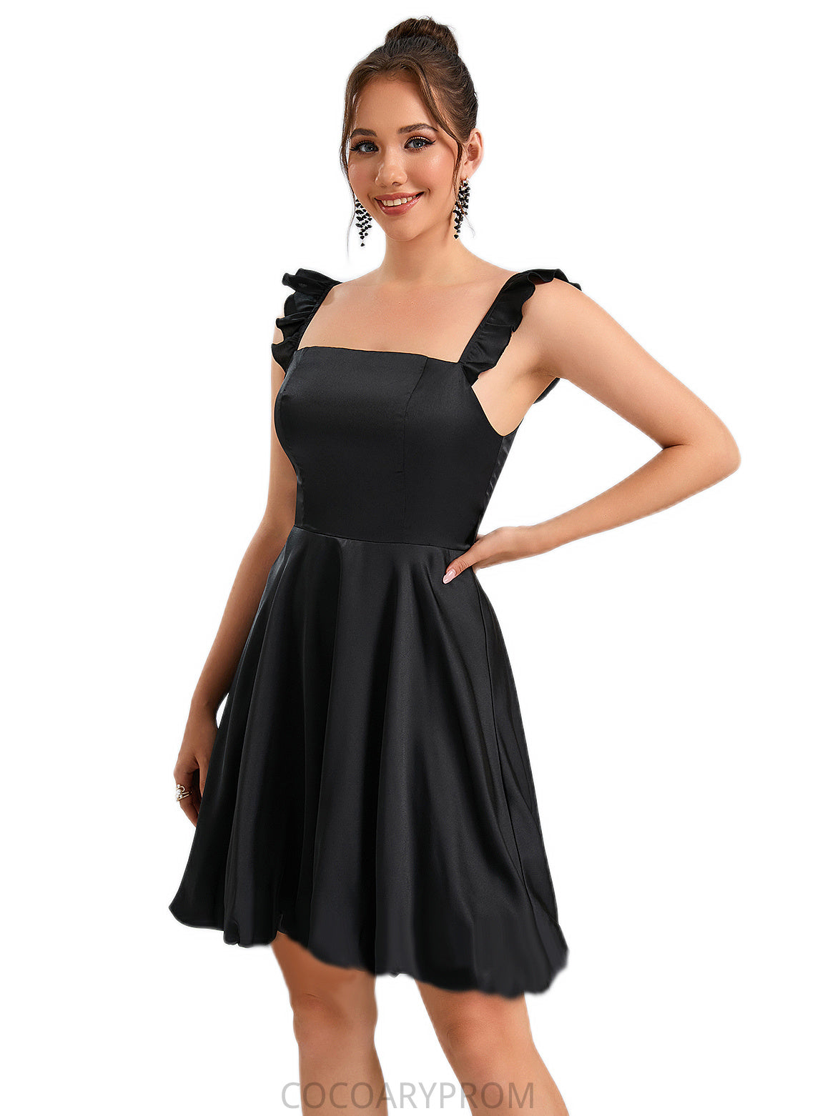 Araceli Square A-line Satin Dresses DA8P0022546