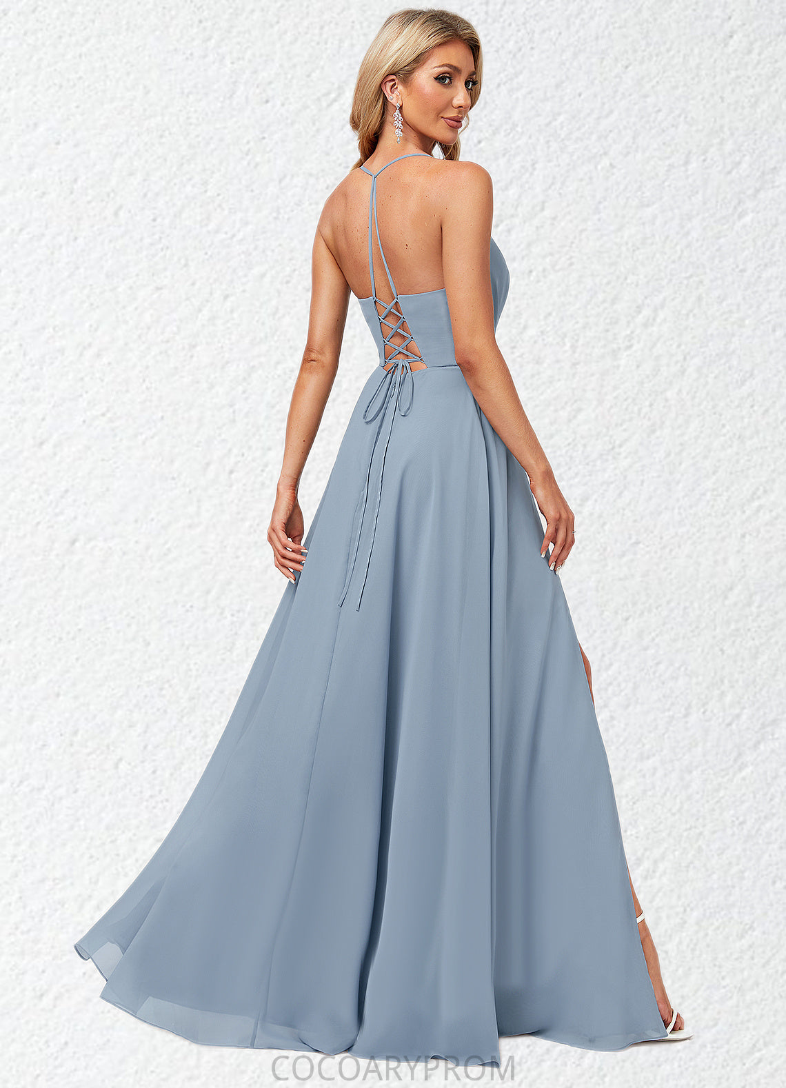 Raelynn A-line V-Neck Floor-Length Chiffon Bridesmaid Dress DA8P0022577