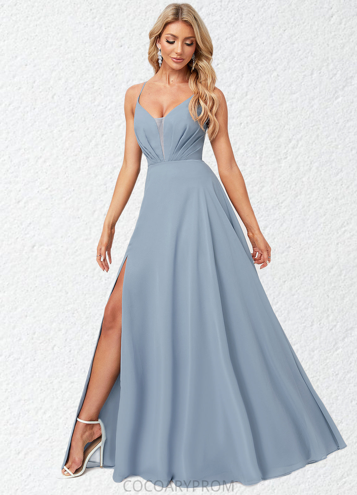 Raelynn A-line V-Neck Floor-Length Chiffon Bridesmaid Dress DA8P0022577