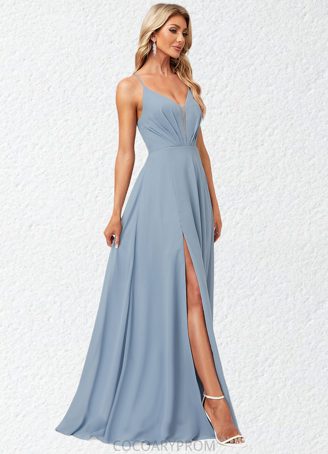 Raelynn A-line V-Neck Floor-Length Chiffon Bridesmaid Dress DA8P0022577