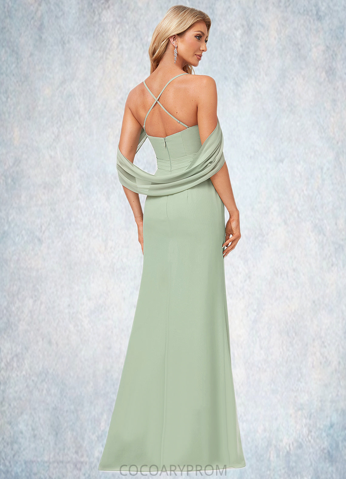 Alayna Trumpet/Mermaid V-Neck Floor-Length Chiffon Bridesmaid Dress DA8P0022587