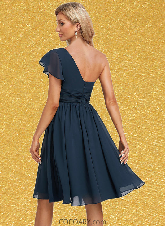 Dania A-line One Shoulder Knee-Length Chiffon Homecoming Dress With Ruffle DA8P0025722